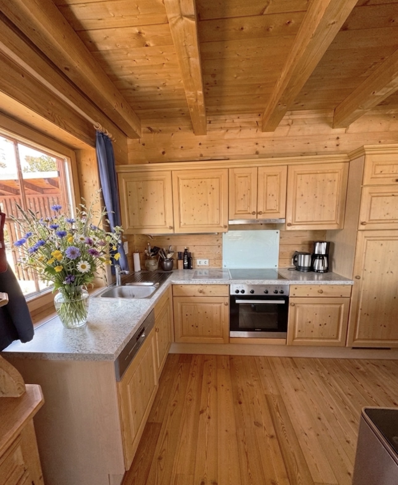 Open kitchen and dining area