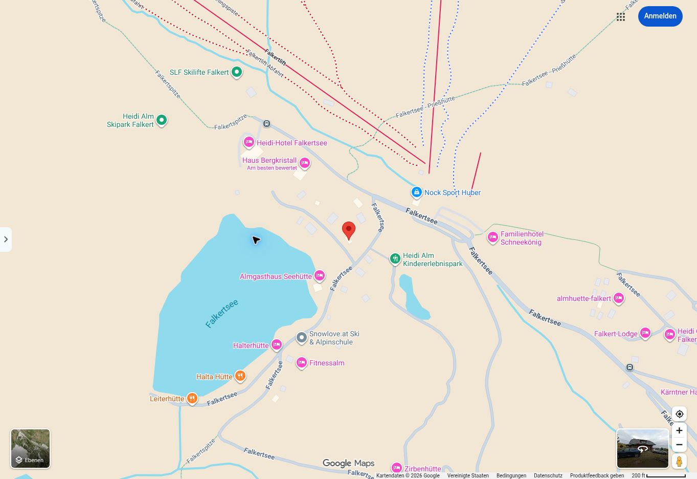 Static map showing Bio-Alm Chalet at Falkertsee